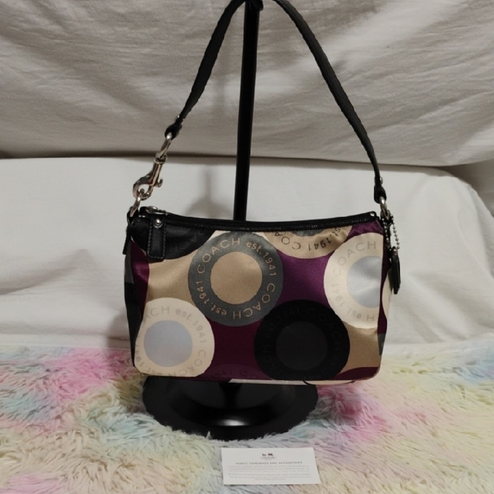 SALE! Authentic Coach Women's Multicolor Mini Satin Shoulder Bag W Card